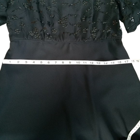 Vintage Sequined Julian Wilder Little Black Dress Empire Dress Full Skirt - Picture 7 of 16